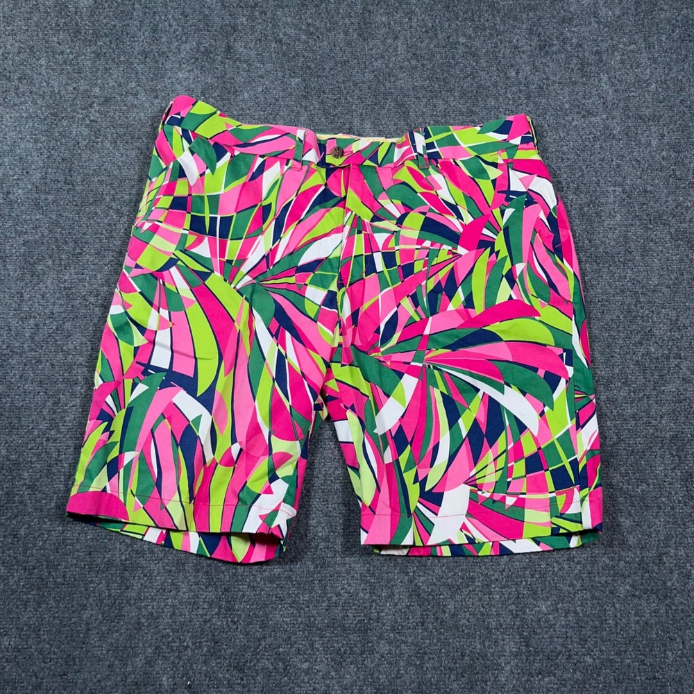 Loudmouth Golf Shorts Mens 40 Psychedelic Geometric Print Pink Green Multi AOP